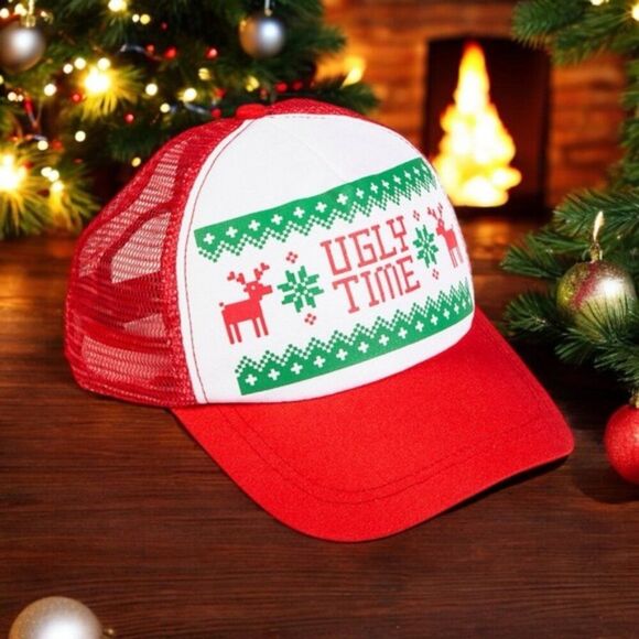 Christmas Ugly Sweater Trucker Hat - Picture 1 of 3